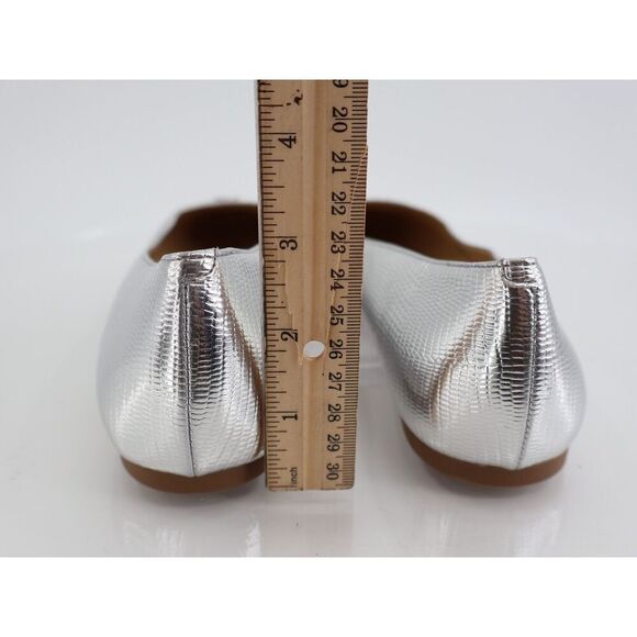 Michael Kors Honey Ballet Flats Womens 9 Silver Metallic Slip On Shoes Vegan - Picture 8 of 13